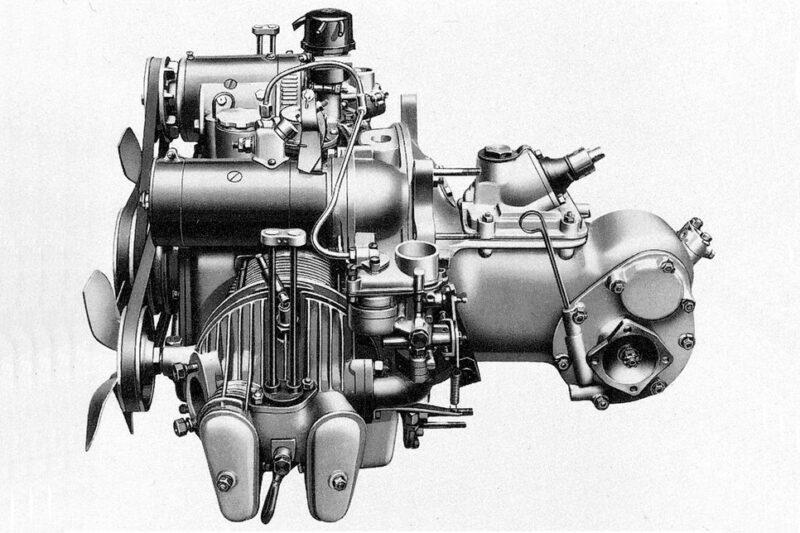 Zweizylinder-„Opposition“ in einem einzigen Block (Panhard Flat-Twin)